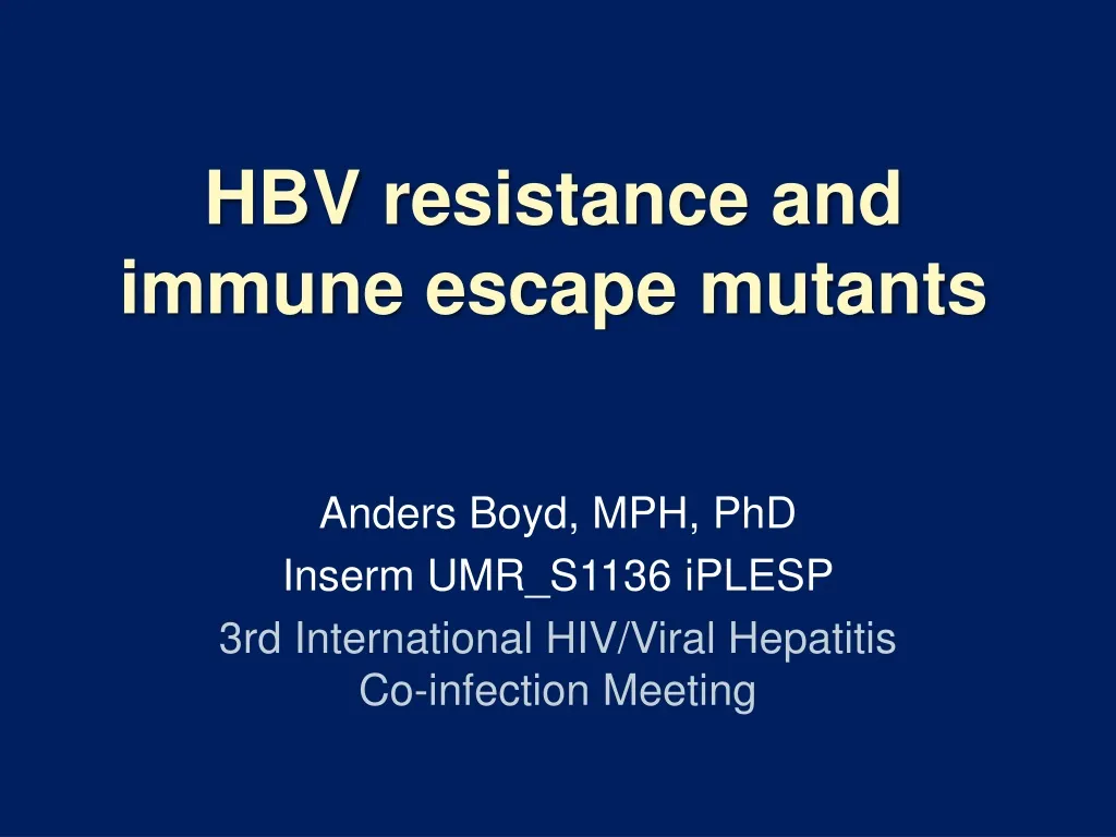 hbv resistance and immune escape mutants