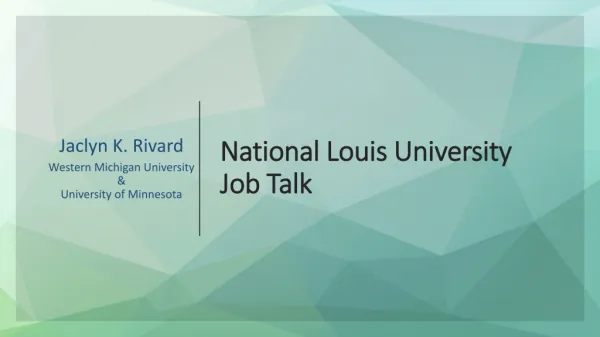 National Louis University Job Talk