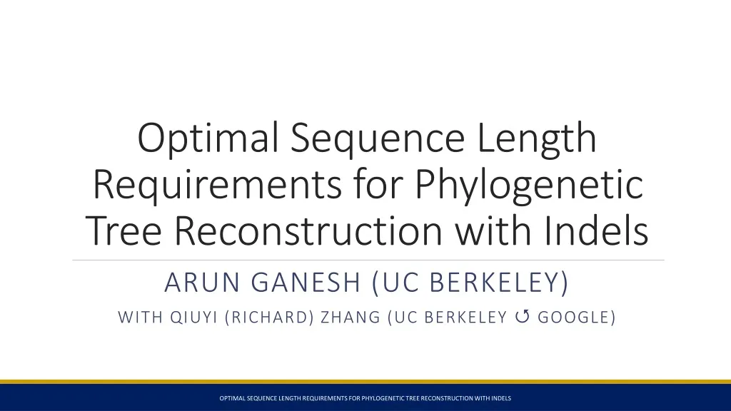 optimal sequence length requirements for phylogenetic tree reconstruction with indels