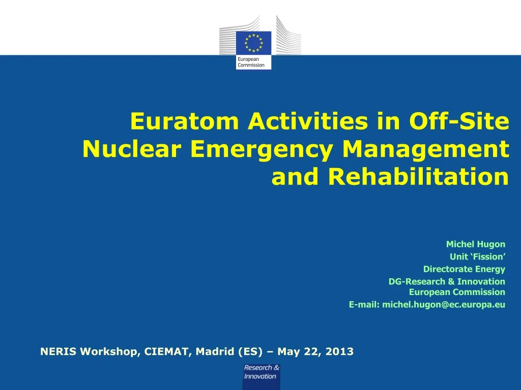 euratom activities in off site nuclear emergency management and rehabilitation