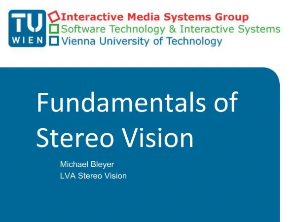 Fundamentals of Stereo Vision