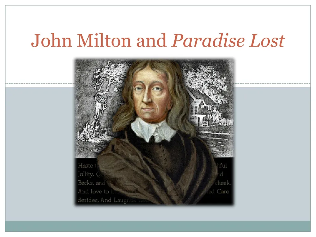 john milton and paradise lost