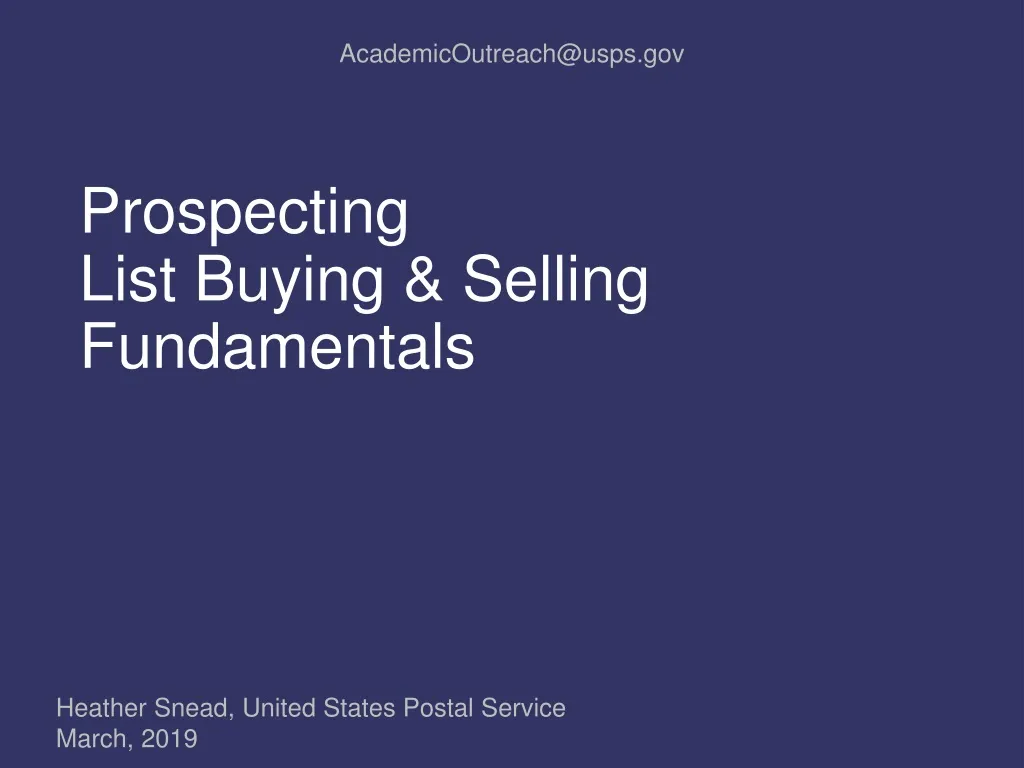 prospecting list buying selling fundamentals