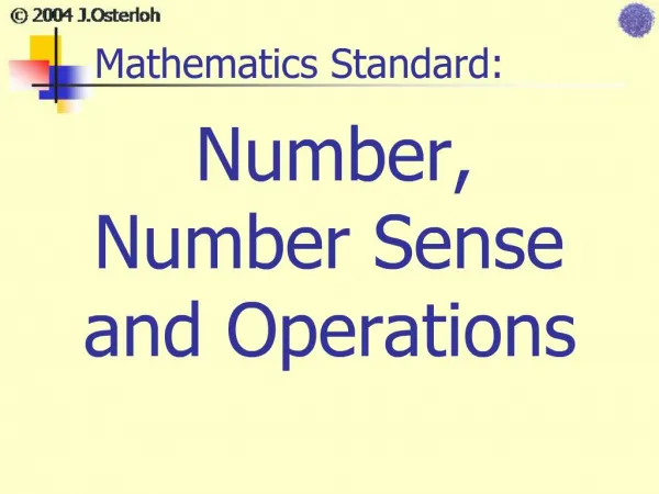 Number, Number Sense and Operations