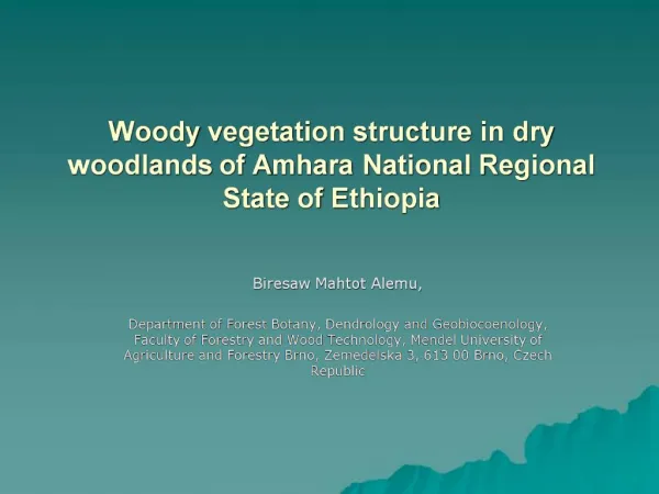 Woody vegetation structure in dry woodlands of Amhara National Regional State of Ethiopia