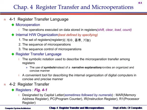 Chap. 4 Register Transfer and Microoperations