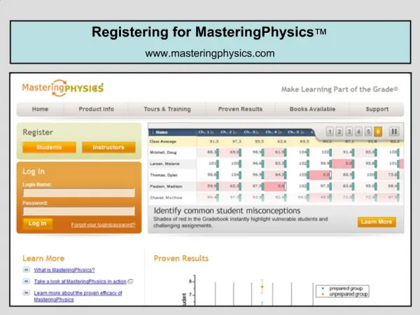 Registering for MasteringPhysics masteringphysics