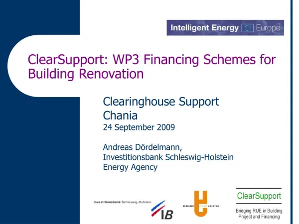 ClearSupport: WP3 Financing Schemes for Building Renovation