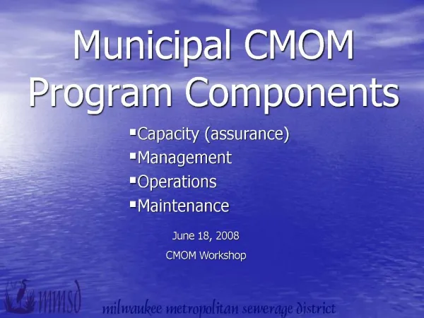 Municipal CMOM Program Components