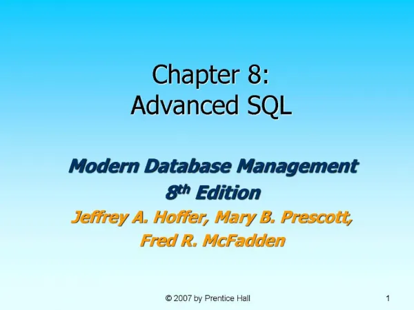 Chapter 8: Advanced SQL