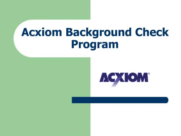 Acxiom Background Check Program