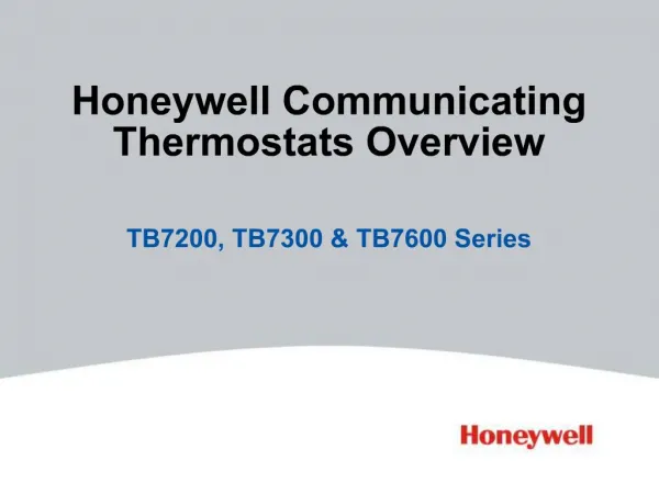 Honeywell Communicating Thermostats Overview