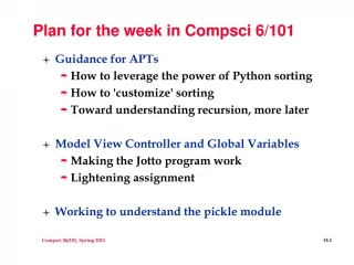 Plan for the week in Compsci 6/101 - slide 1