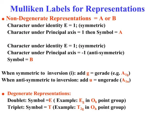 Mulliken Labels for Representations