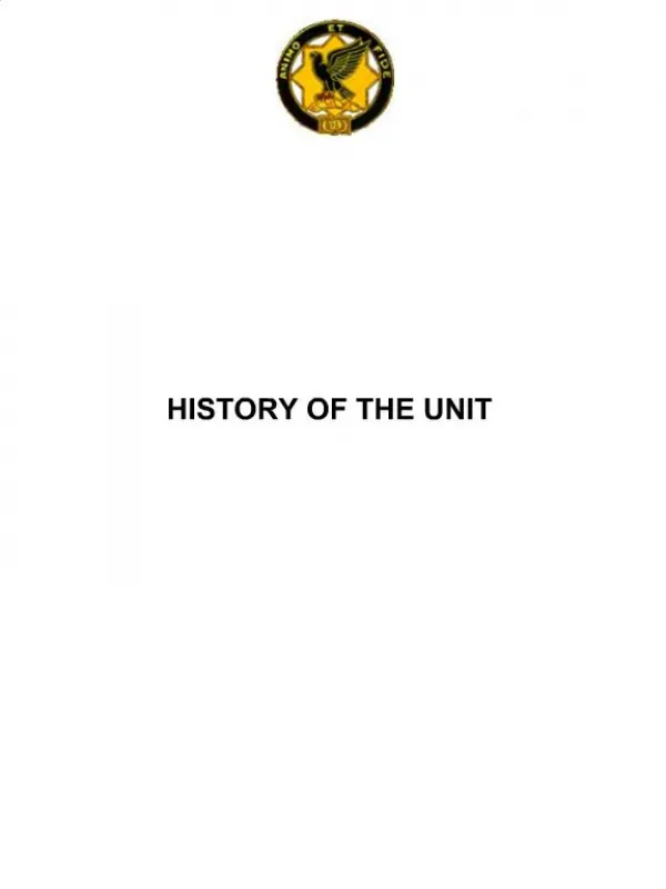 HISTORY OF THE UNIT