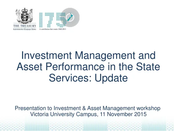Investment Management and Asset Performance in the State Services: Update