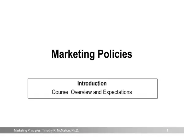 Marketing Policies