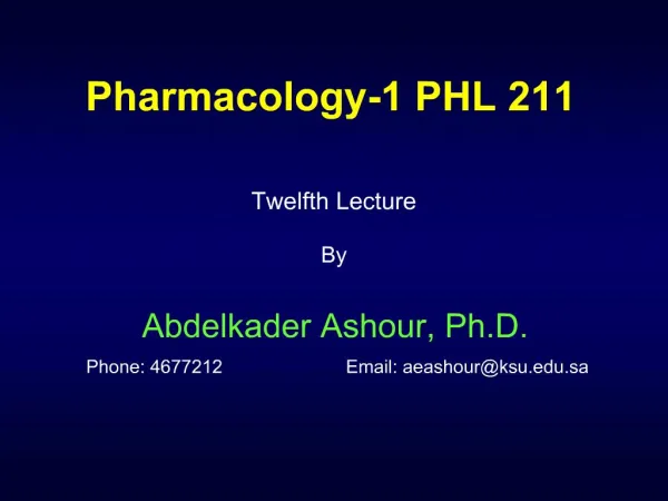 Pharmacology-1 PHL 211