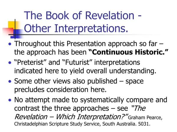 The Book of Revelation - Other Interpretations.