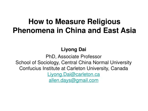 How to Measure Religious Phenomena in China and East Asia