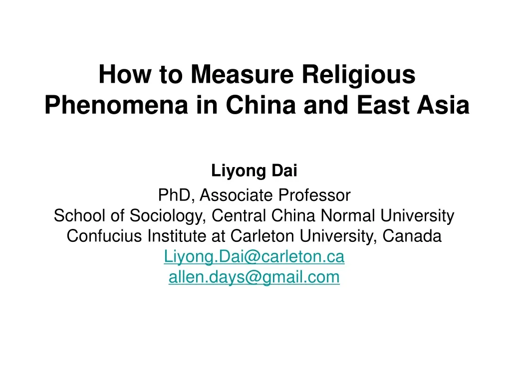 how to measure religious phenomena in china and east asia