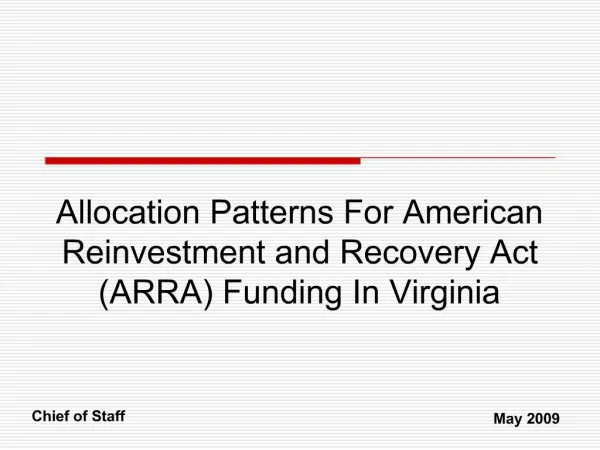 Allocation Patterns For American Reinvestment and Recovery Act ARRA Funding In Virginia
