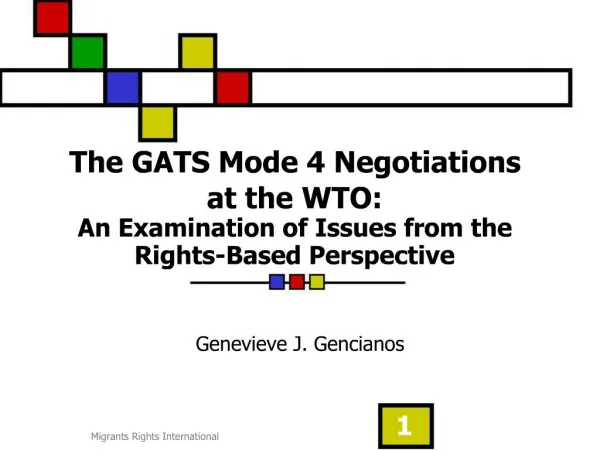 The GATS Mode 4 Negotiations at the WTO: An Examination of Issues from the Rights-Based Perspective