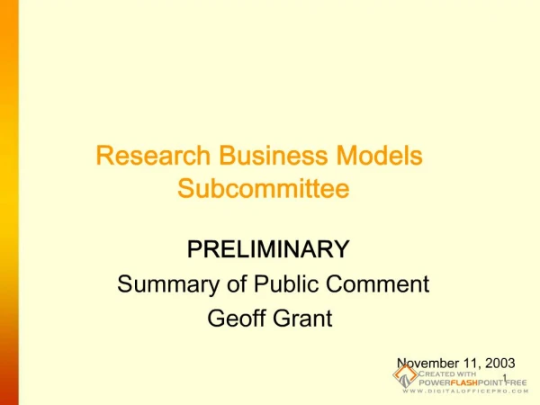 Research Business Models Subcommittee