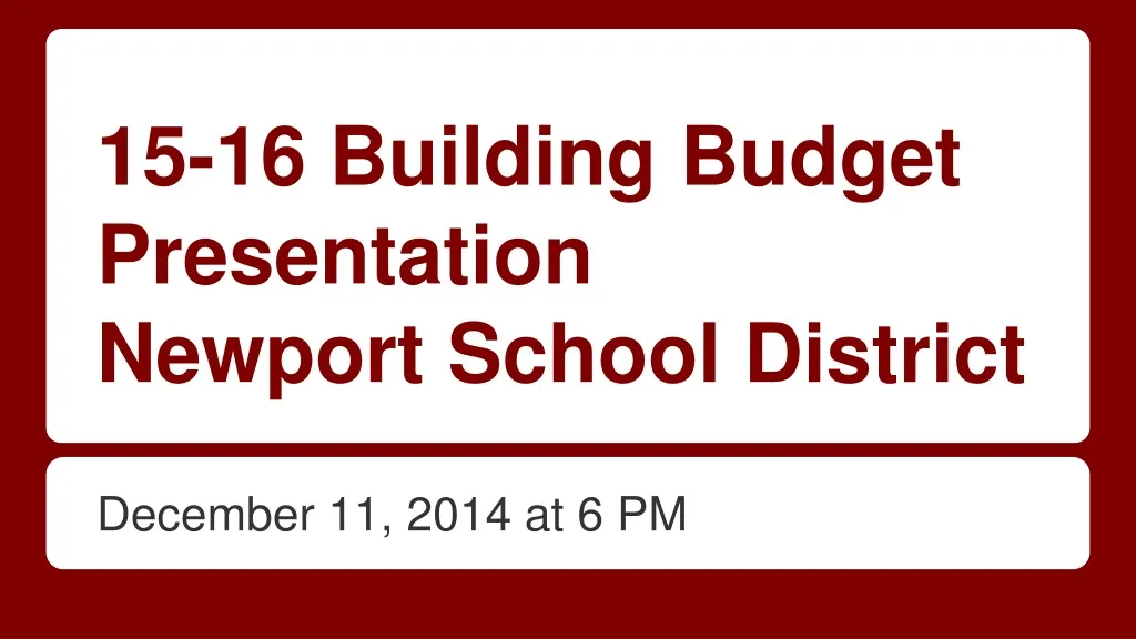 15 16 building budget presentation newport school district