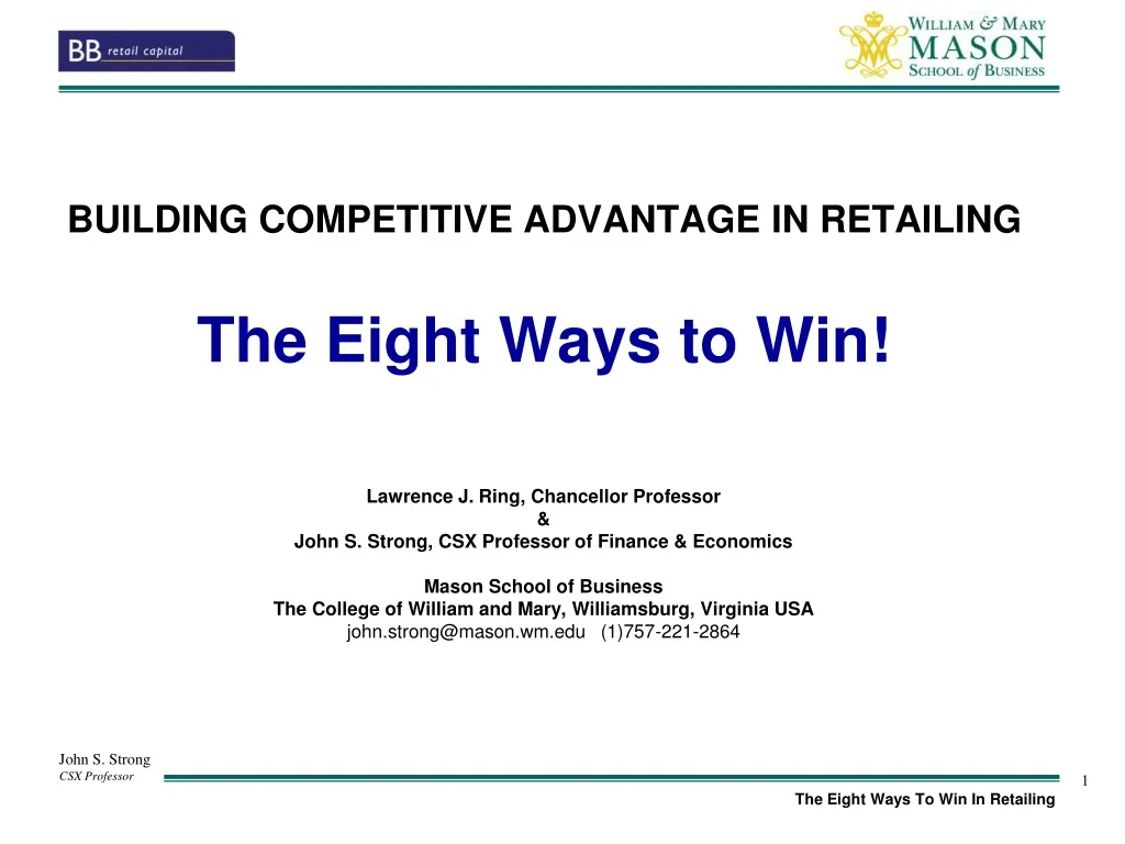 b uilding competitive advantage in retailing