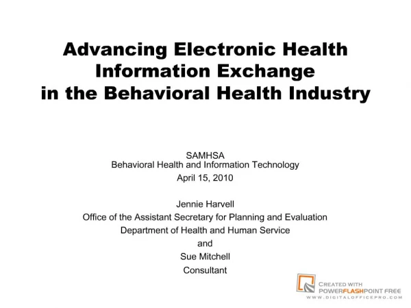 Advancing Electronic Health Information Exchange