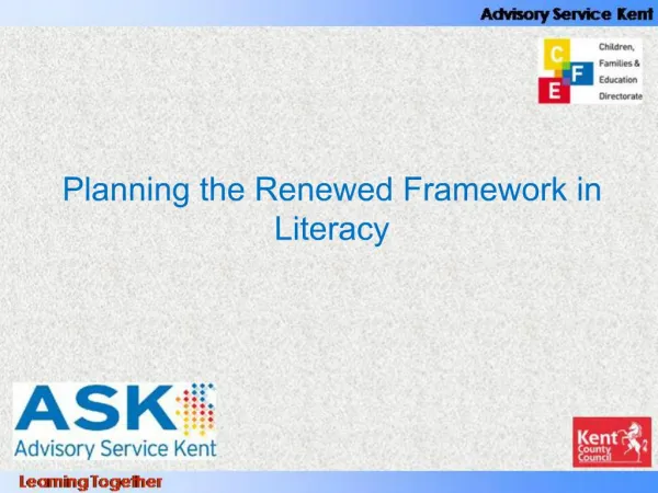 Planning the Renewed Framework in Literacy
