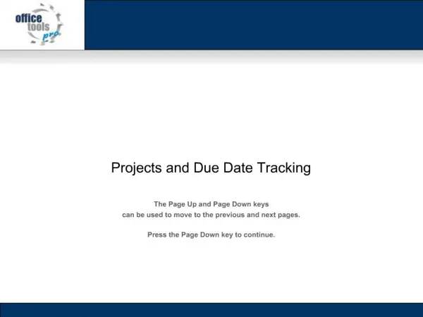 Projects and Due Date Tracking