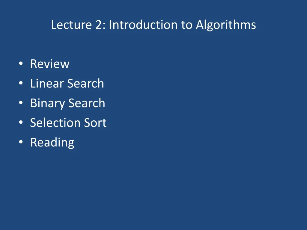 lecture 2 introduction to algorithms