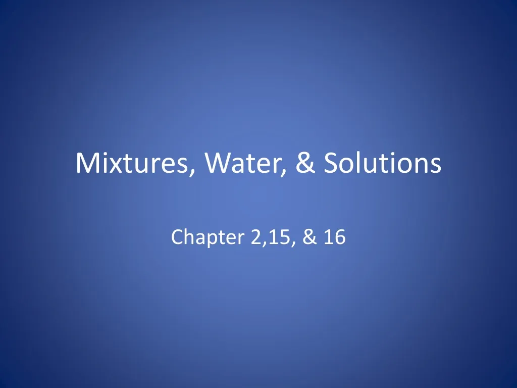 mixtures water solutions