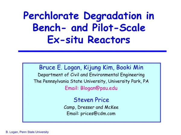Perchlorate Degradation in Bench- and Pilot-Scale Ex-situ Reactors