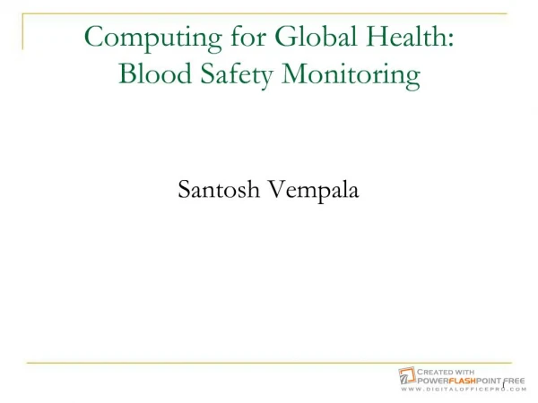 Computing for Global Health: