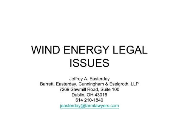 WIND ENERGY LEGAL ISSUES