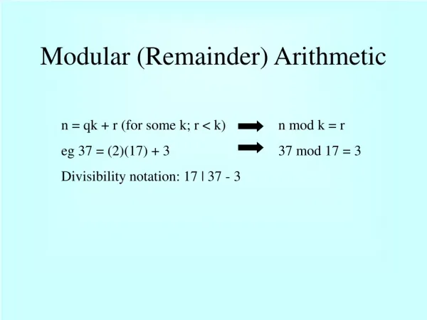 Modular (Remainder) Arithmetic