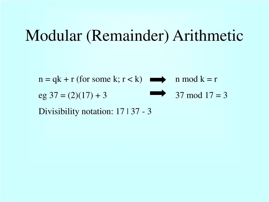 modular remainder arithmetic