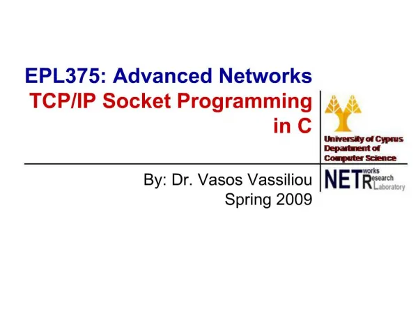 EPL375: Advanced Networks TCP