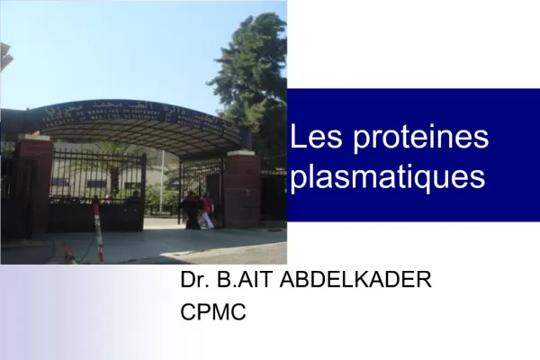 Les proteines plasmatiques