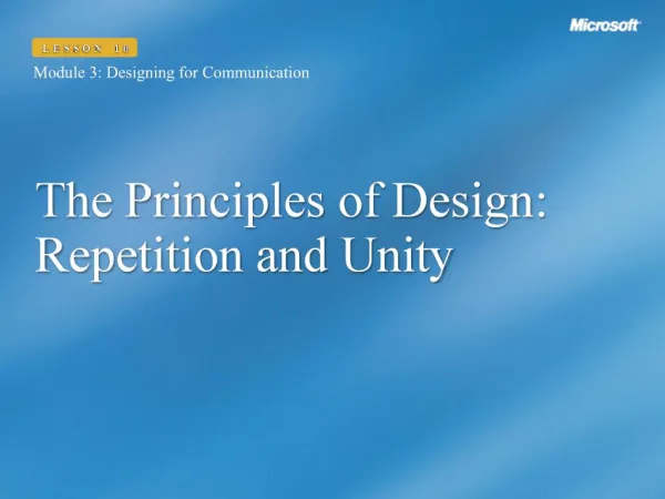 The Principles of Design: Repetition and Unity
