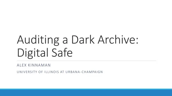 Auditing a Dark Archive: Digital Safe