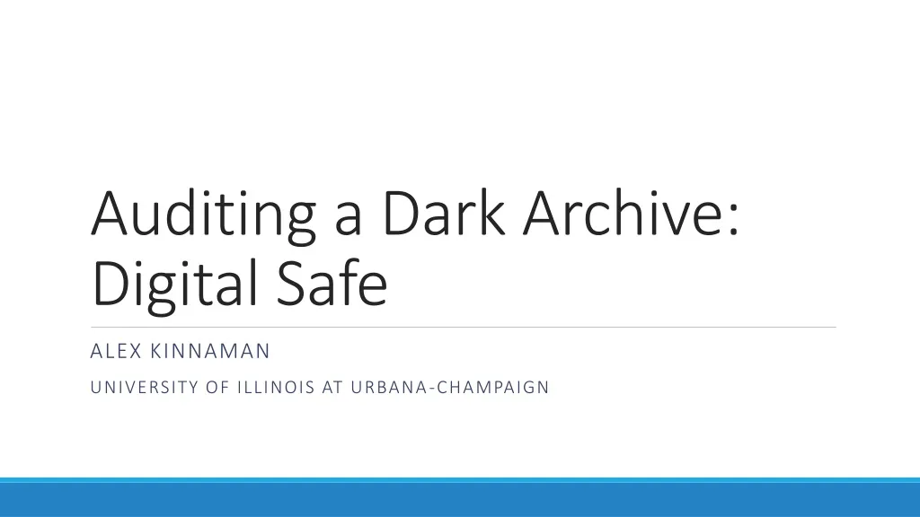 auditing a dark archive digital safe