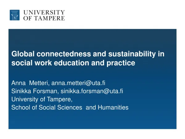 Global connectedness and sustainability in social work education and practice