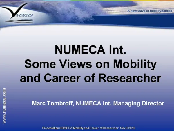 NUMECA Int. Some Views on Mobility and Career of Researcher