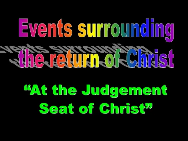 “At the Judgement Seat of Christ”