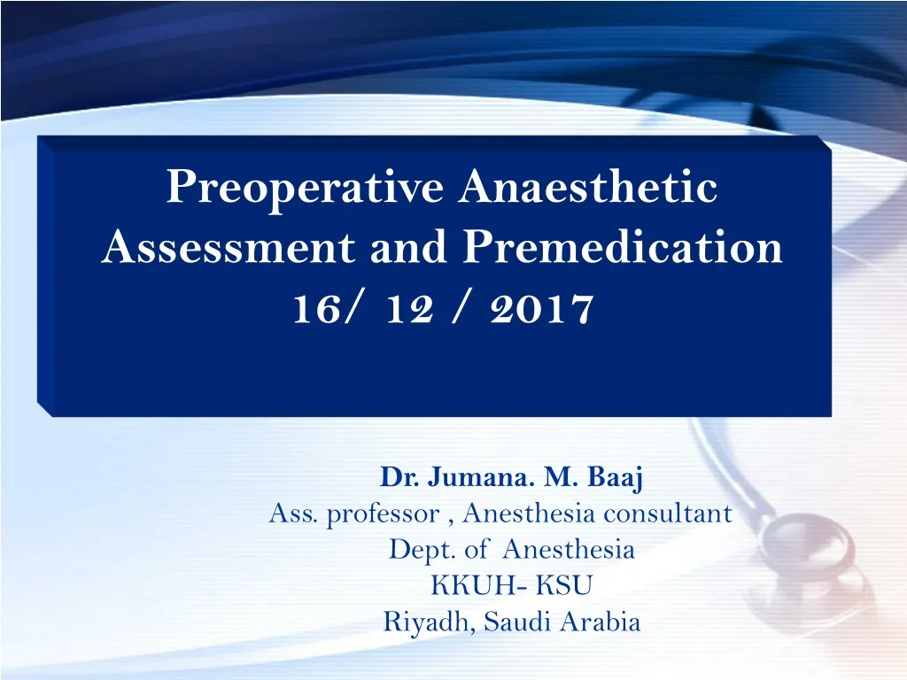 preoperative anaesthetic assessment
