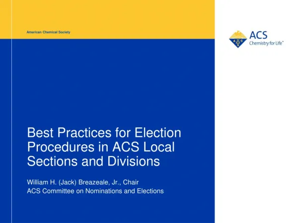 Best Practices for Election Procedures in ACS Local Sections and Divisions
